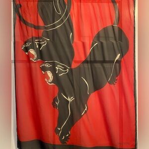 RARE Italian full length vintage Valentino Silk scarf with stylized panthers
